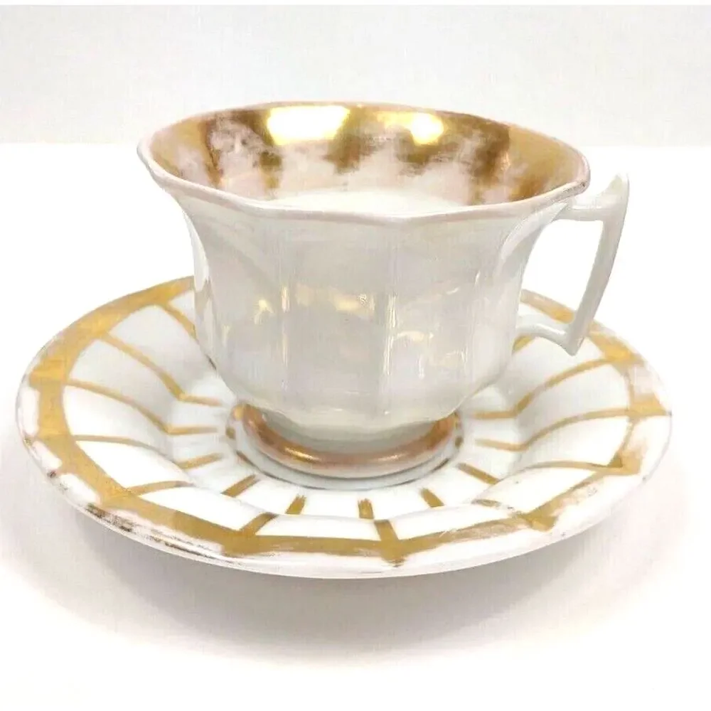 Furstenberg Grecque Athena China Coffee Cup Saucer Gold Germany 1900's